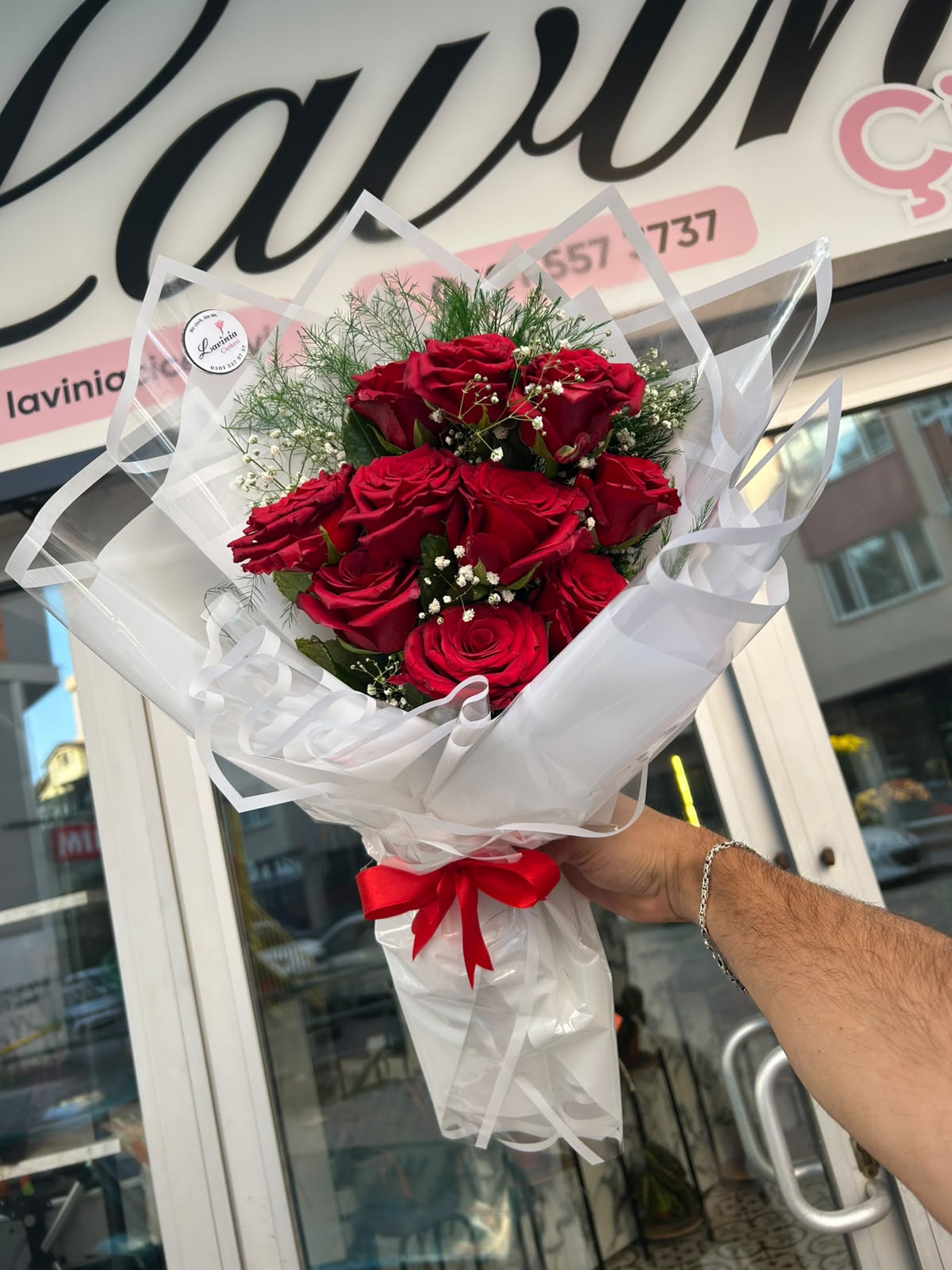 İthal Kırmızı 10'lu Gül Buketi