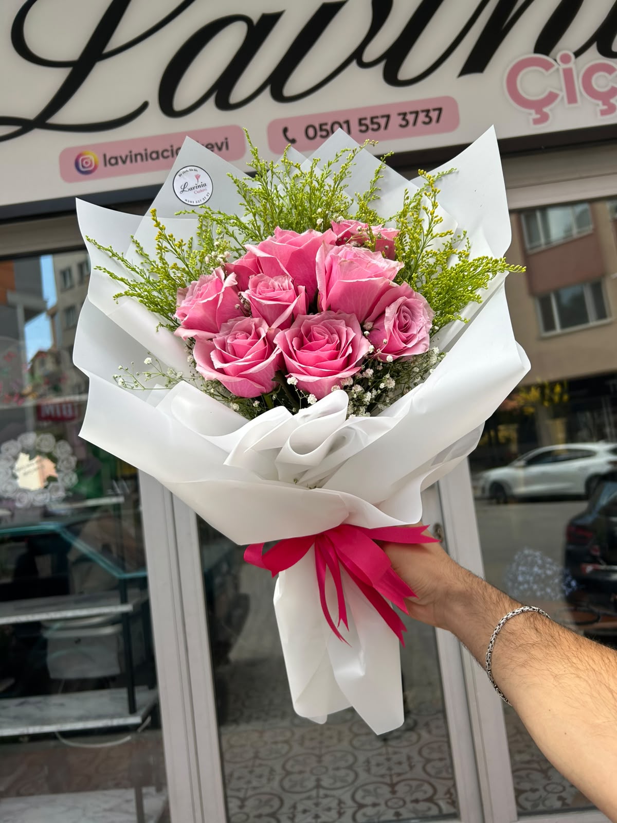 İthal Pembe 10'lu Gül Buketi